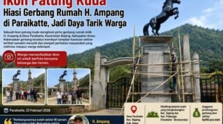 Ikon patung kuda menghiasi rumah h ampang pemilik permandian sileo kec bajeng kab gowa