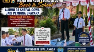 Kasat Narkoba Jadi Pemimpin Upacara di SMP Pallangga Kab Gowa