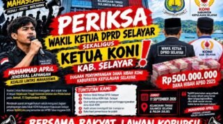 Koali Lintas Mahasiswa akan menggelar aksi unjuk rasa di depan Kejaksaan Tinggi Sulawesi Selatan (Kejati Sulsel) dan Polda Sulawesi Selatan pada Jumat, 11 September 2026