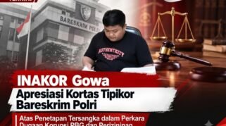 Lembaga Swadaya Masyarakat (LSM) Independen Nasional Anti Korupsi (INAKOR) Gowa menyampaikan apresiasi kepada Korps Pemberantasan Tindak Pidana Korupsi (Kortas Tipidkor) Polri atas langkah penegakan hukum terkait perkara dugaan tindak pidana korupsi yang menyeret Bupati Gowa