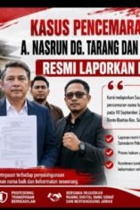Nasrun Dg Tarang didampingi kuasa hukumnya Imam, S.H, secara resmi melaporkan seorang pria bernama Robi Irawan